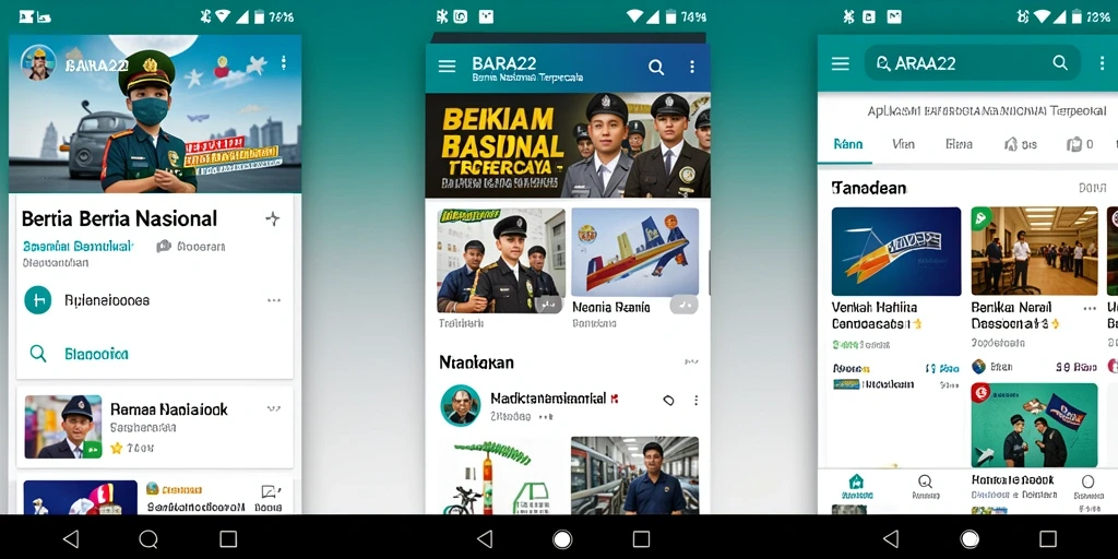 Antarmuka BARA22 menampilkan berita nasional terbaru secara menarik.