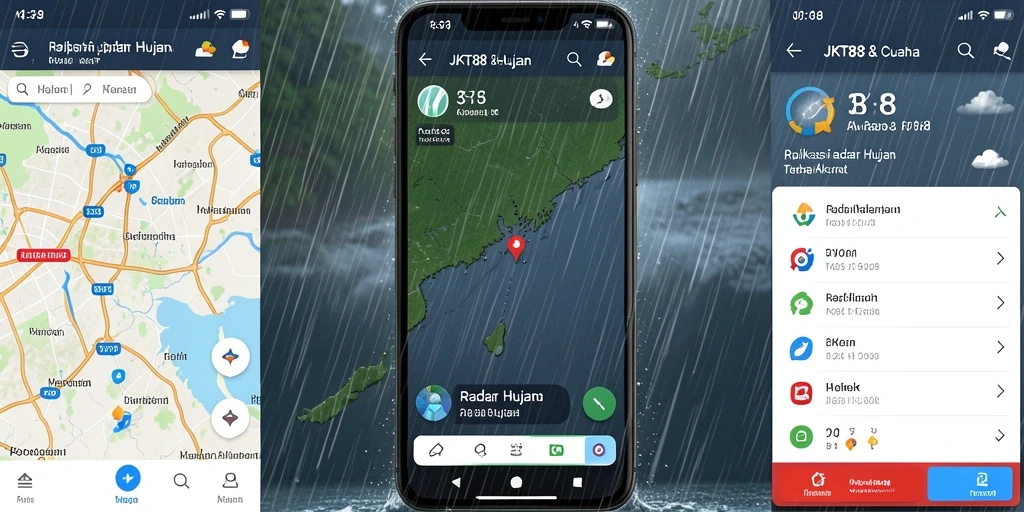 Antarmuka aplikasi JKT88 menampilkan radar hujan yang informatif.